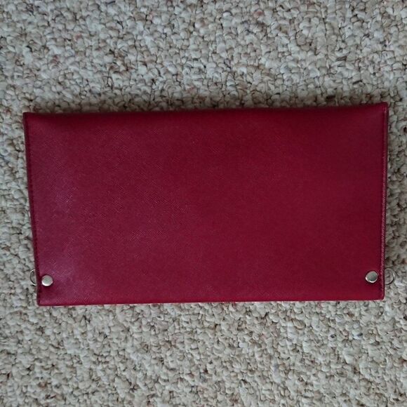 Burgundy envelope clutch with chain - Picture 2 of 4